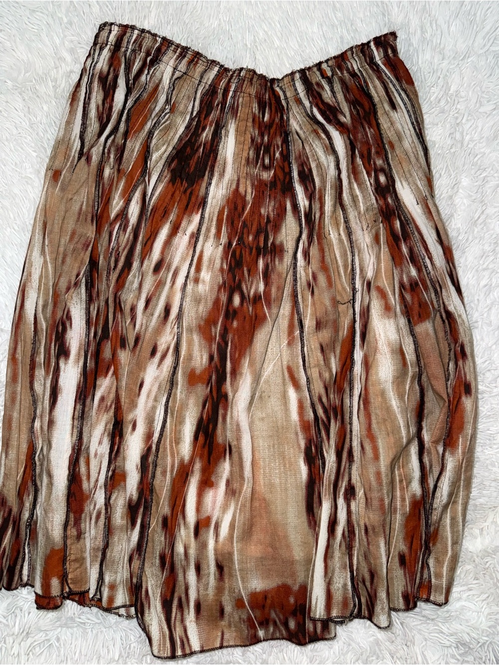 Rust & Cream Patterned Circle Skirt - Women's Skater Style
